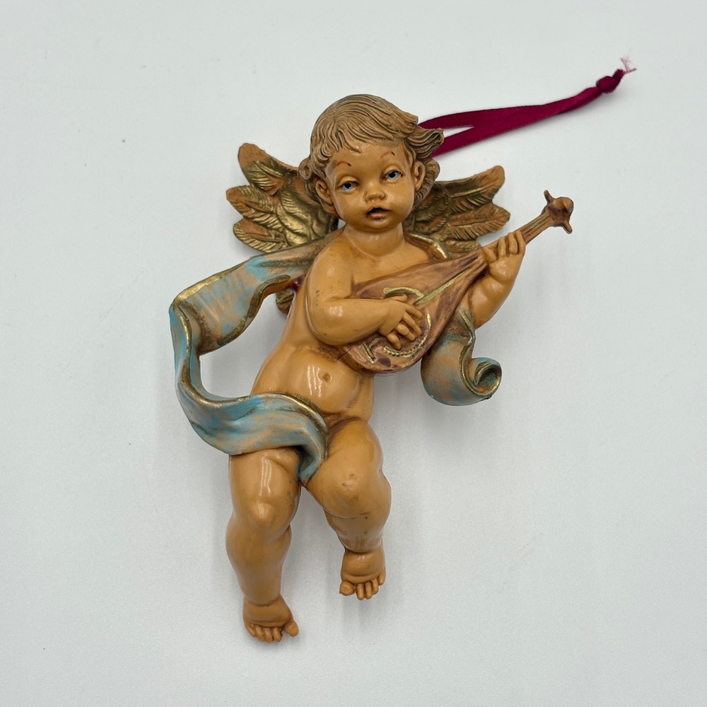 Vintage Fontanini Cherub Angel Ornaments Set of 3 Depose Italy Musical Figures - Picture 9 of 12